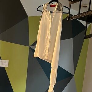 Akira red label Asymmetrical Sleeveless Blouse with Sequin Collar size small